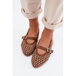 Rudos balerinos su dekoratyviniais kristalais Step in style