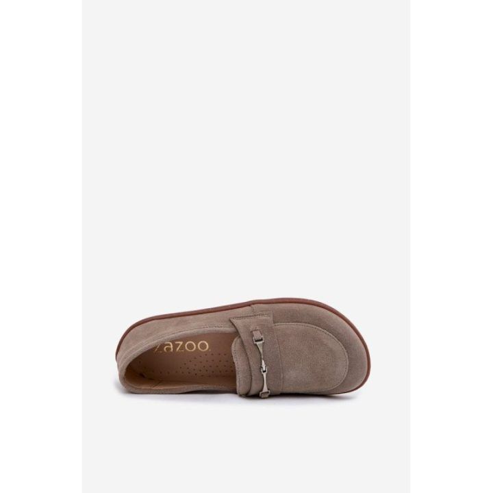 Moteriški barefoot mokasinai iš zomšos, cappuccino