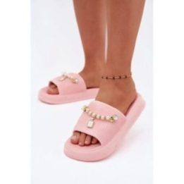 Rožinės basutės su platforma ir dekoru Step in style