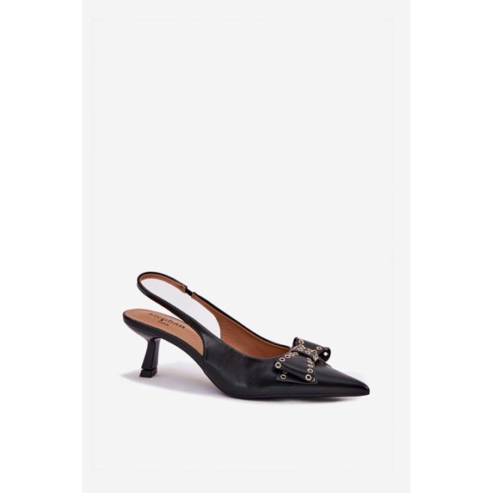 Juodi aukštakulniai bateliai su kaspinu Step in style
