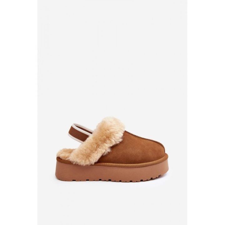 Rudos moteriškos šlepetės su platforma Step in style