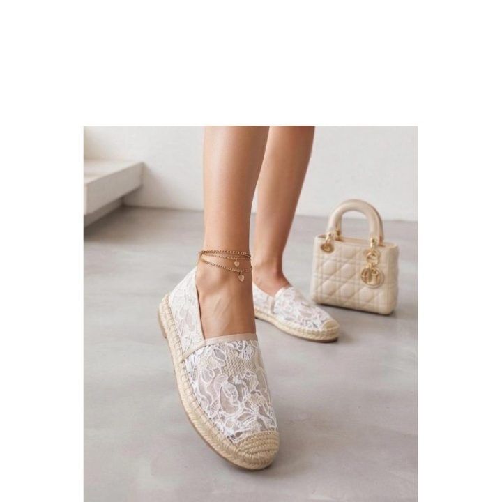 Nėriniuotos espadrilės Solea – smėlio
