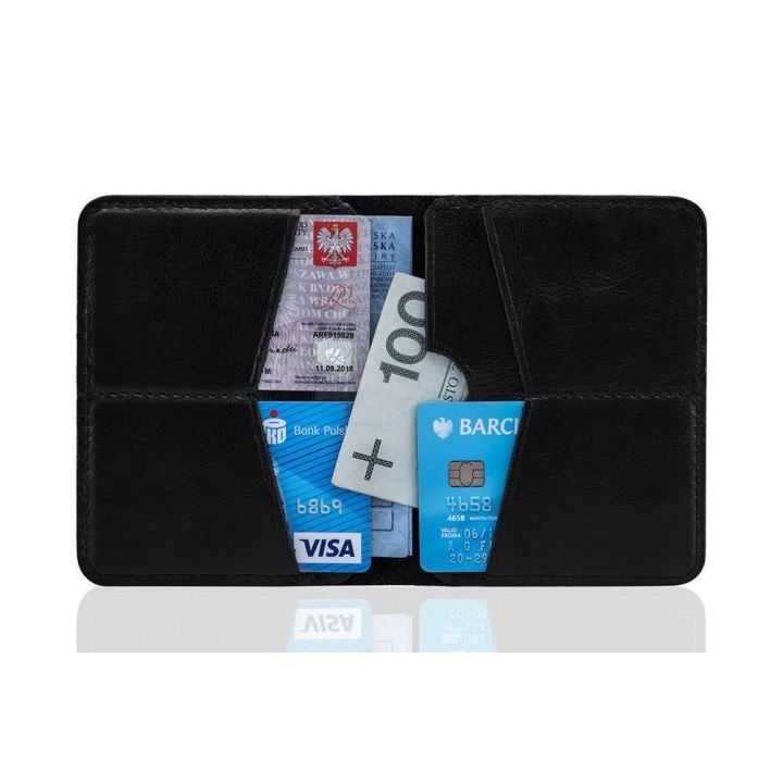 Plonos odinės vyriškos piniginės SOLIER SW10 SLIM BLACK