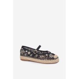 Juodos espadrilės su gėlių siuvinėjimu Step in style