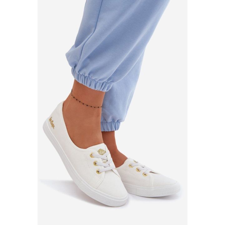 Lee Cooper moteriški kedai, balti su aukso spalvos detalėmis