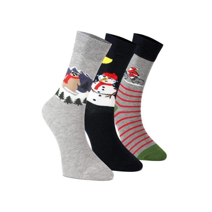 Kalėdinės unisex kojinės, 3 porų rinkinys, pilkos spalvos