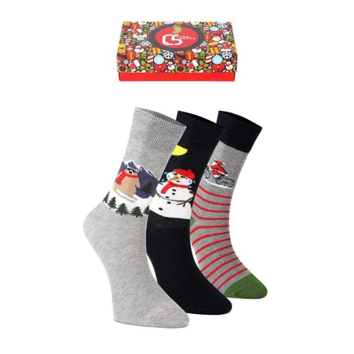 Kalėdinės unisex kojinės, 3 porų rinkinys, pilkos spalvos