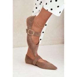 Smėlio spalvos balerinos su sagtimi Step in style