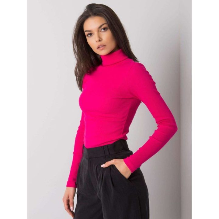 Fuksijos spalvos moteriški marškinėliai ilgomis rankovėmis