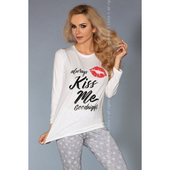 Pižama Sweet Kiss Ecru-grey
