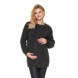Nėštumo megztinis PeeKaBoo – rusvai pilka