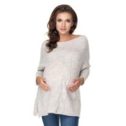 Nėštumo megztinis PeeKaBoo – rusvai pilka