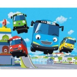 Tapyba pagal skaičius Laimingi autobusai 40x50 cm