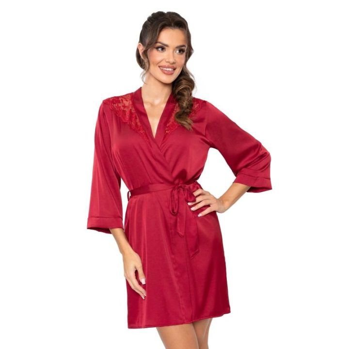 Mari purpurinis chalatas Donna – bordo