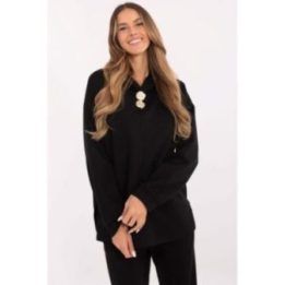 Moteriškas stilingas džemperis Italy Moda – juoda
