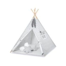Vaikiška tipi palapinė pilka su baltais taškeliais