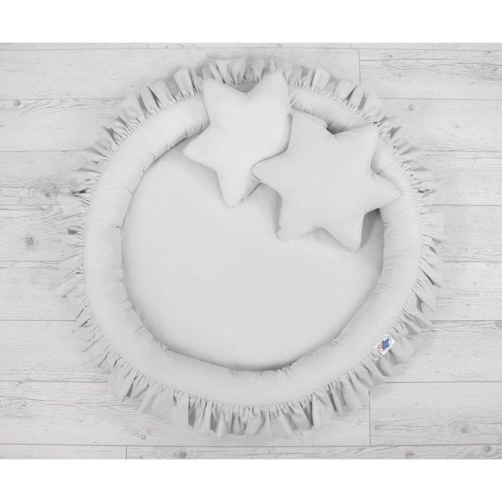 Pakabinama palapinė ir lizdas su raukiniais bei pagalvėlėmis – pilka