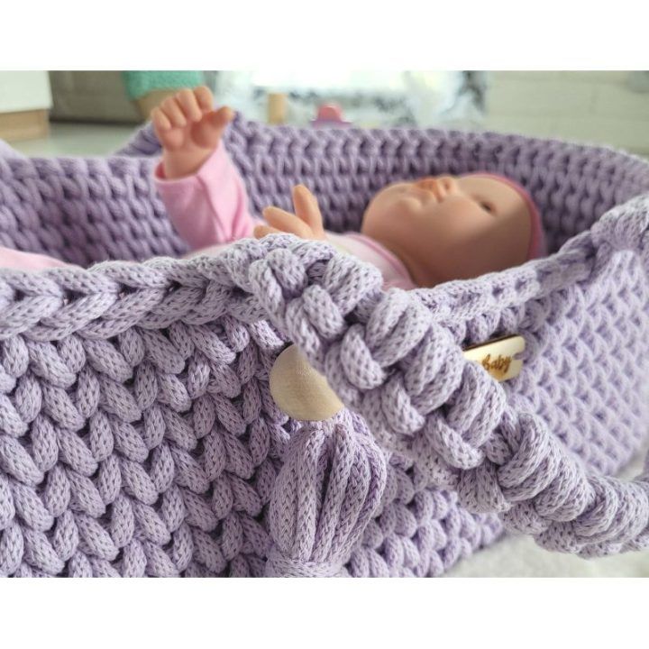 Lėlių nešynė boho stiliaus, medvilninė, violetinė