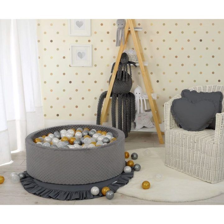Sausas baseinas su kamuoliukais, 30 cm, tamsiai pilkas