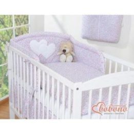 Patalynės komplektas su širdelėmis ir rožinėmis gėlėmis