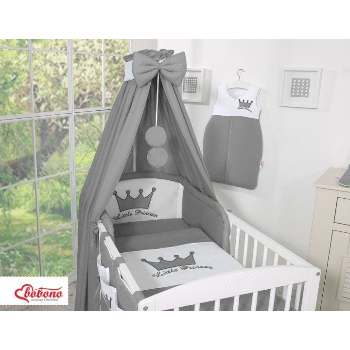 Lovos stogelis vaikams Little Prince/Princess, antracito spalvos