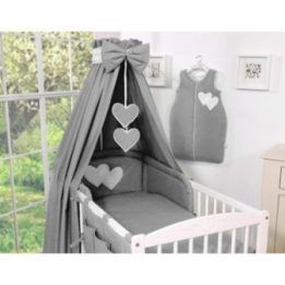 Patalynės komplektas su baldakimu Hanging Hearts pilkas