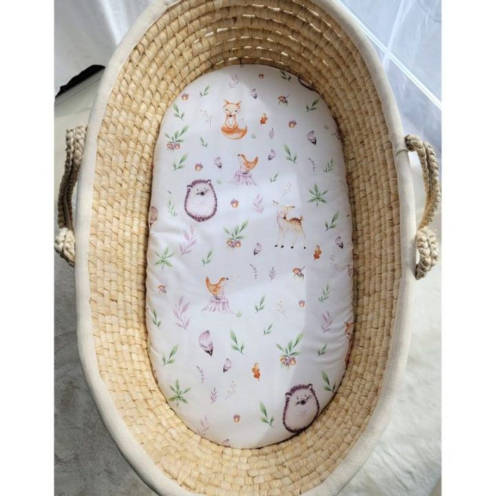 Medvilnės paklodė lopšio čiužiniui 75x35 cm – miško švelnumas