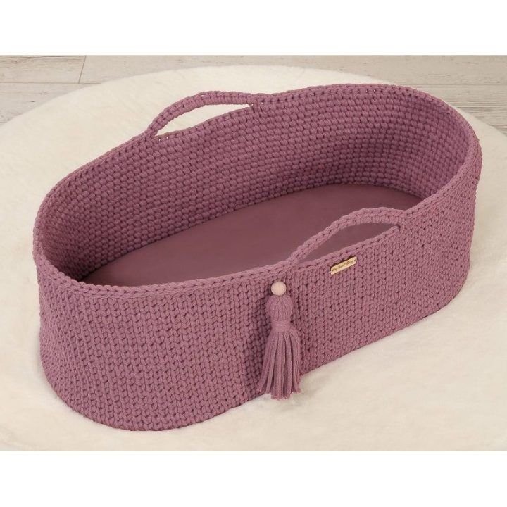 Medvilninė paklodė lopšio čiužiniui 75x35 cm, violetinė