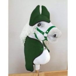 Hobby horse žirgui rinkinys: žalia vilnonė antklodė ir ausinės