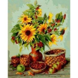 Tapyba pagal skaičius Saulėgrąžų krepšelis 40x50 cm
