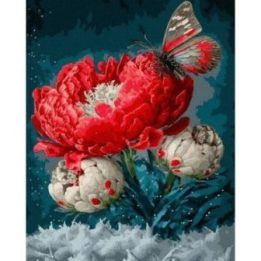 Tapyba pagal skaičius su drugeliais ir aguonomis 40x50 cm