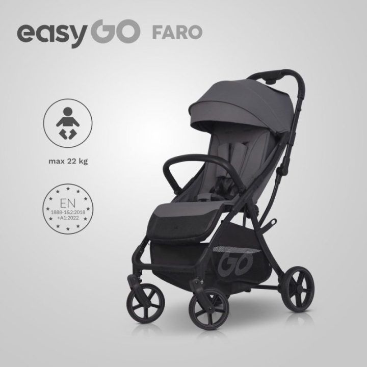 Vaikiškas vežimėlis pilkos spalvos EASY GO FARO