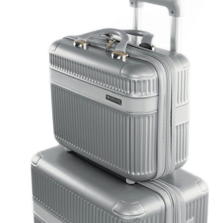 Vidutinio dydžio tamsiai pilnas lagaminas kelionėms iš ABS plastiko Solier
