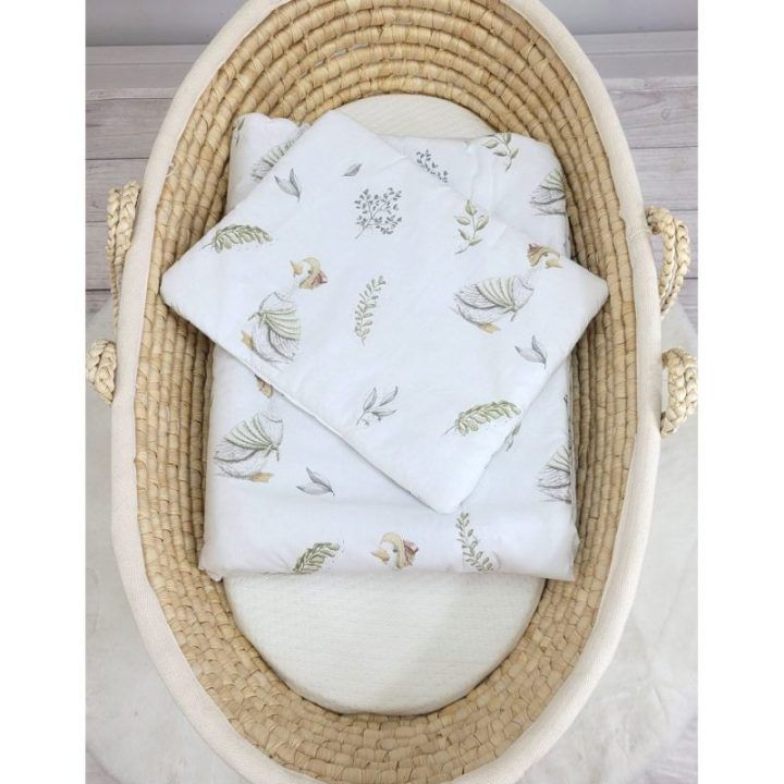 Kūdikio patalynės komplektas su žąselėmis 75x100 cm iš medvilnės NEWBORN