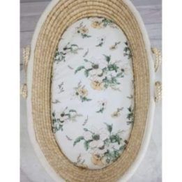 Paklodė kūdikio lopšiui gėlėta smėlio spalvos medvilninė 75x35 cm