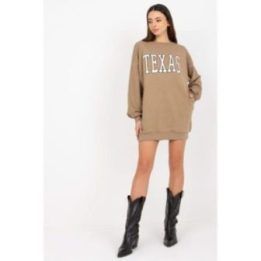 Ilgo kirpimo ruda moteriška palaidinė su užrašu TEXAS kasdienai Ex Moda