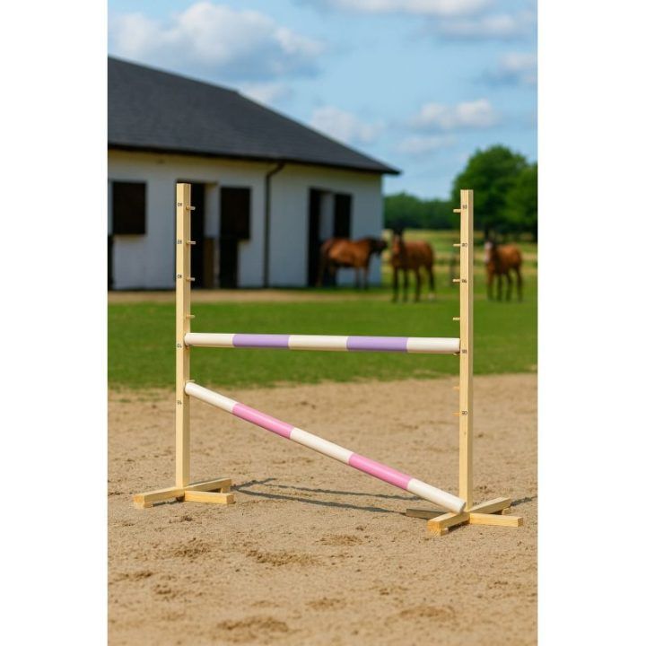 Šuolių kliūtis Hobby Horse 120 cm su dviem kartimis rožinė ir violetinė