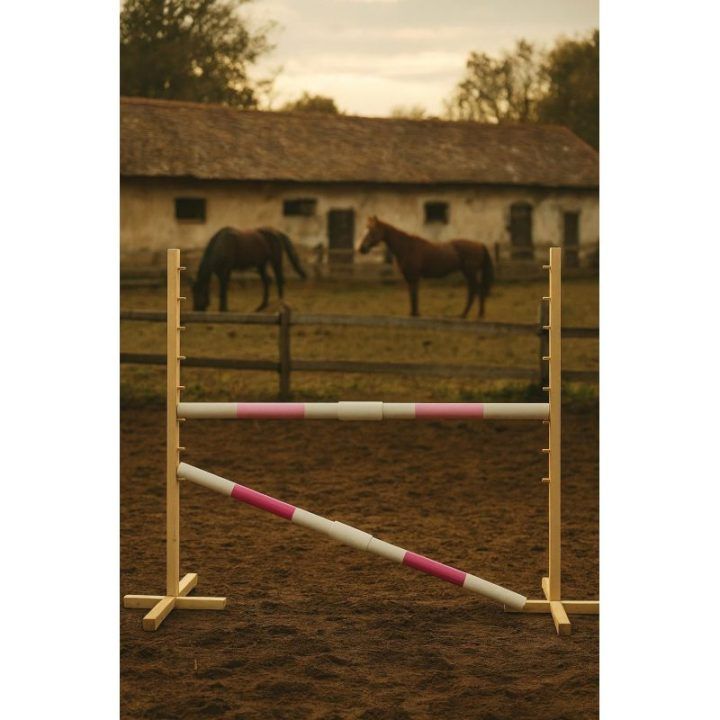 Šuolių kliūtis hobby horse 160 cm rožinė su dviem kartelėmis