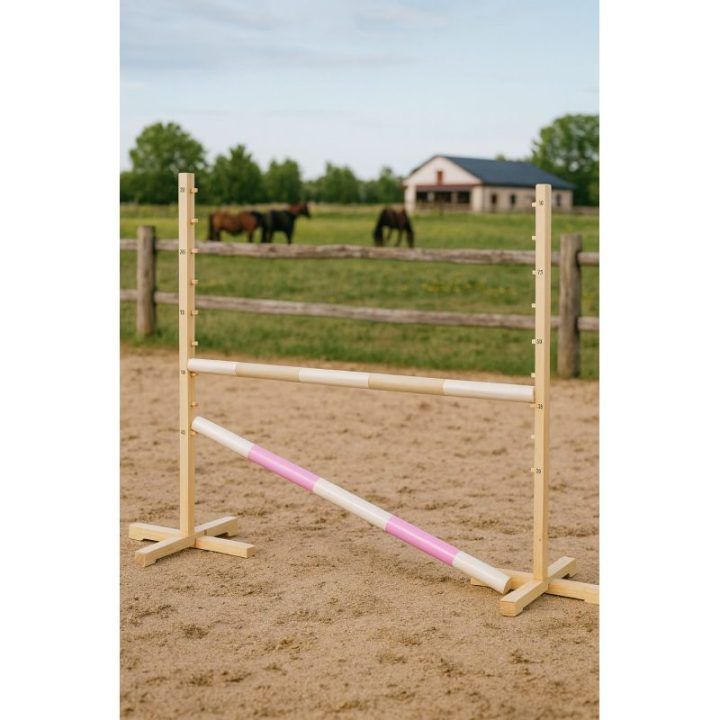 Šuolių kliūtis Hobby Horse 120 cm smėlio ir šviesiai rožinė su dviem kartelėmis