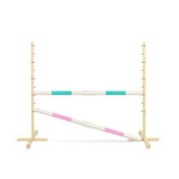 Šuolių kliūtis hobby horsing 160×120 cm su dviem kartelėmis mentos ir šviesiai rožinė