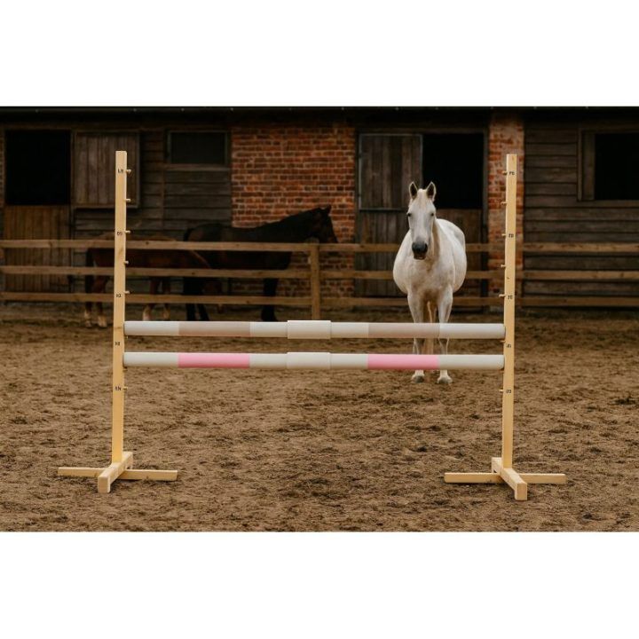 Šuolių kliūtis hobby horse 160×120 cm smėlio ir šviesiai rožinė