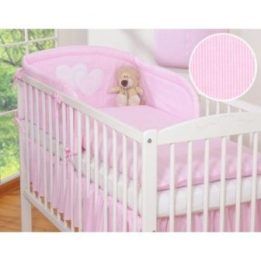 Vaikiška patalynės užvalkalų komplektas rožinis dryžuotas 2 dalių Hanging Hearts