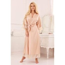 Chalatė moteriška kūno spalvos su nėriniais Kalimo