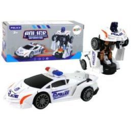 Transformeris policijos automobilis–robotas vaikams 2in1 baltas