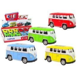 Žaisliniai retro mikroautobusai vaikams, 4 spalvos, 12 vnt