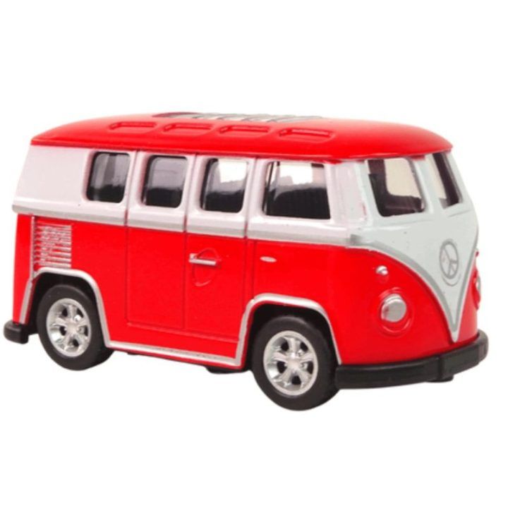 Žaisliniai retro mikroautobusai vaikams, 4 spalvos, 12 vnt