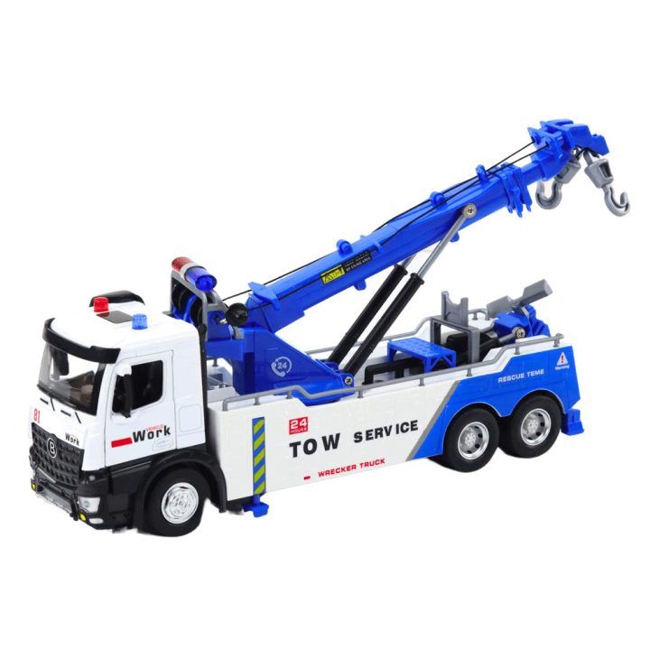 Truck With Crane Two Metal Hooks White And Blue Lights Sounds