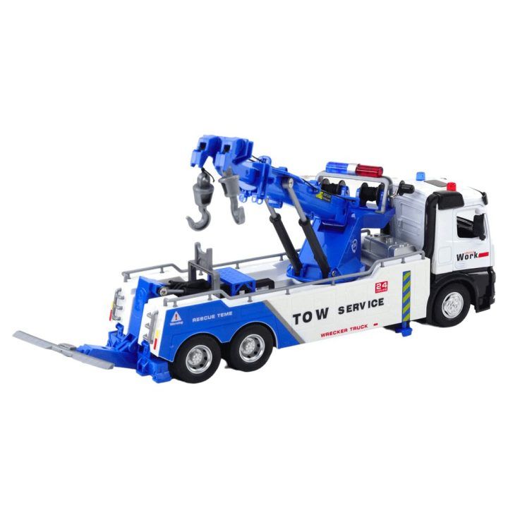 Truck With Crane Two Metal Hooks White And Blue Lights Sounds