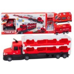 Lora Tow Truck Race Track 2in1 Lights Sounds Signs Cars Red