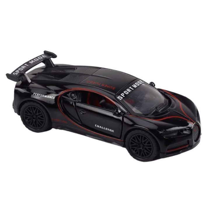 Metalinis sportinis žaislinis automobilis su garsu, juodas 1:32